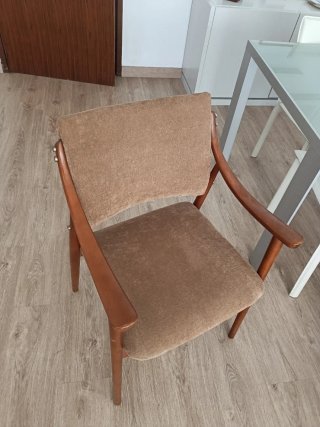 Sillas comedor madera y tela años 70