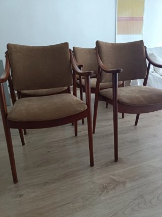 Sillas comedor madera y tela años 70