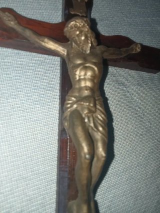 Crocifisso Vintage Legno e Metallo