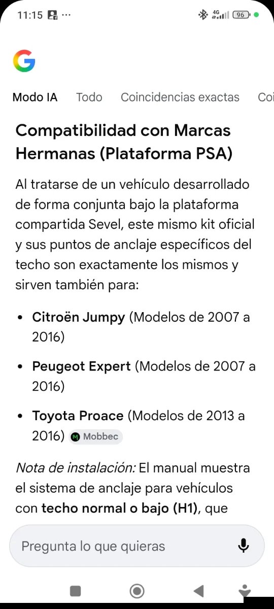 Barras portaequipajes Fiat Escudo / Citroen Jumpy