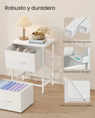 Cómoda 2 Cajones Tela Blanca SONGMICS LGS312WH01