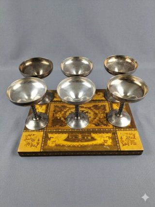 6 COPAS DE PLATA ALEMANA (ALPACA) PARA CHAMPAN -