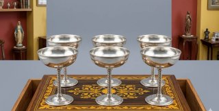 6 COPAS DE PLATA ALEMANA (ALPACA) PARA CHAMPAN -