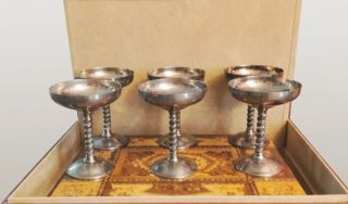 6 COPAS DE PLATA ALEMANA (ALPACA) PARA CHAMPAN -