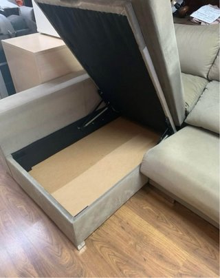 Sofá chaise longue gris tela