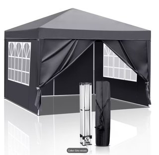 Carpa plegable 3x3 gris oscura con laterales NUEVA