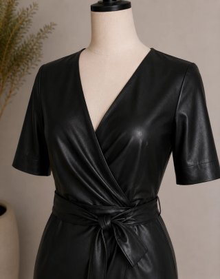 Vestido Pinko pele sintético preto