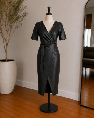 Vestido Pinko pele sintético preto