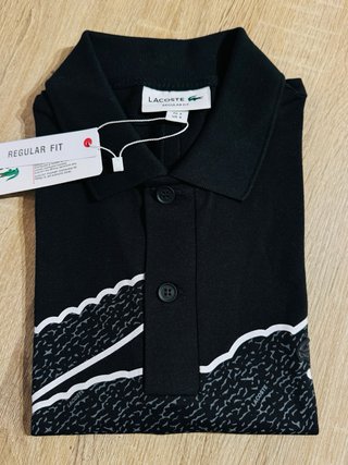 Polo Lacoste regular fit Negro Talla S original.