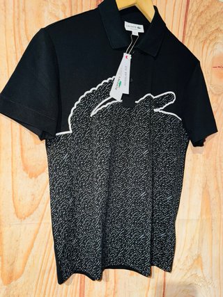 Polo Lacoste regular fit Negro Talla S original.