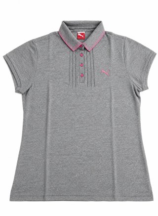 Polo Puma Cinza com Detalhes Rosa
