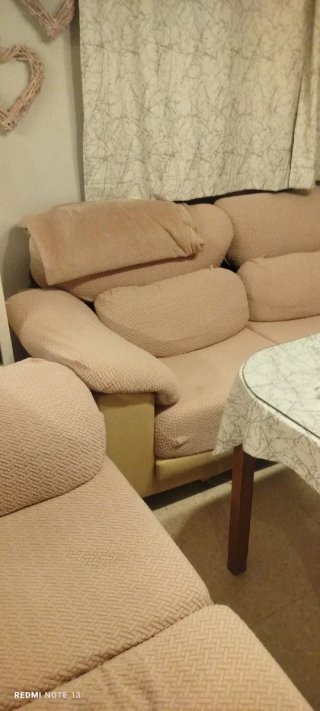 Set di divani 3+2 in similpelle beige