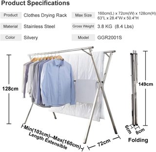 Tendedero Plegable GISSAR Acero Inoxidable
