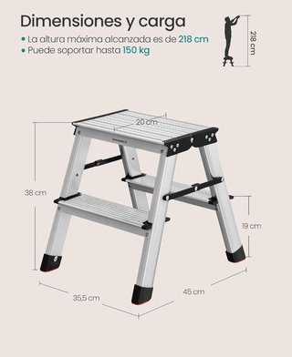 Escalera de Aluminio con 2 Peldaños