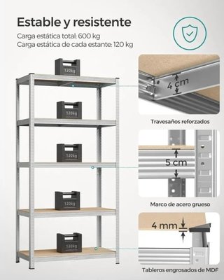 SONGMICS Estantería 5 Niveles 200x100x50cm GLR050E