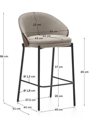 Taburete Kave Home Beige/Marrón