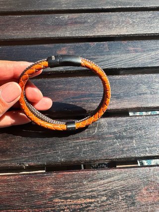 Pulsera Glūnt Hombre Cuero Marrón Negra