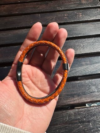 Pulsera Glūnt Hombre Cuero Marrón Negra
