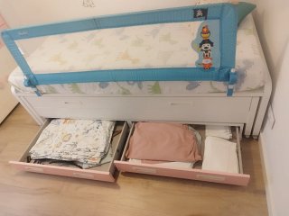 Cama infantil 1m x 1.90m con barrera