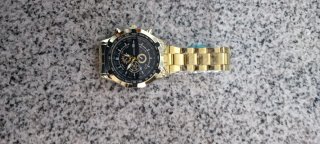 Reloj Hombre Oro 18k Bañado Negro