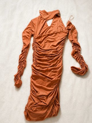 Vestido Elisabetta Franchi salmão/coral Drapeado