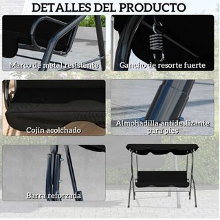 Dondolino da Giardino Nero con Tenda