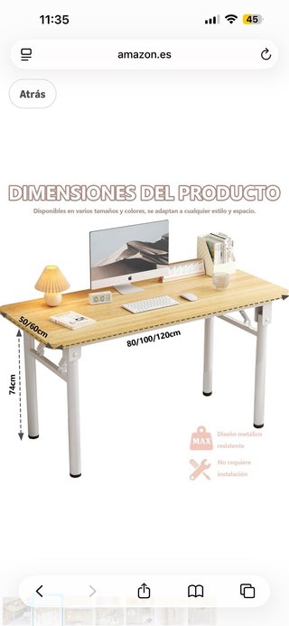 Escritorio plegable madera y metal