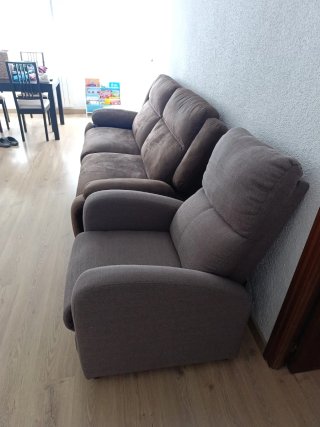 Sofá relax y butaca tela