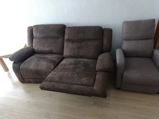 Sofá relax y butaca tela