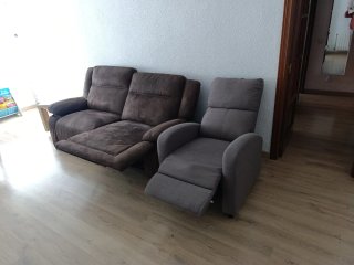 Sofá relax y butaca tela
