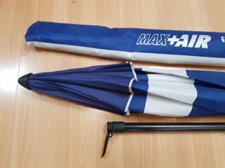 Sombrilla playa AKTIVE plegable azul/blanco