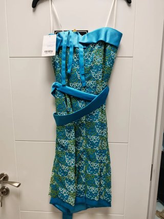Vestido corto fiesta azul y verde