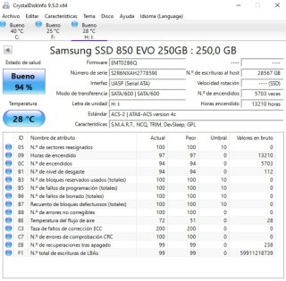 DISCO SSD 250GB 2,5" SAMSUNG EVO 13210 HORAS