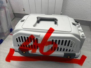 Transportín para mascotas gris y negro