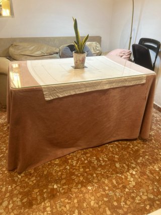 Mesa de camilla 120x70 con cristal