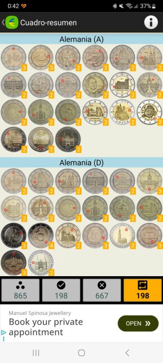 Monedas de 2 Euros Conmemorativas y Divisionales