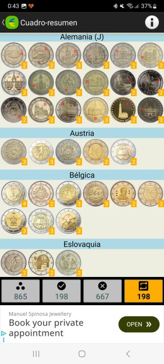 Monedas de 2 Euros Conmemorativas y Divisionales