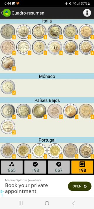Monedas de 2 Euros Conmemorativas y Divisionales