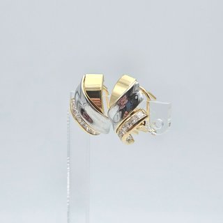 Pendientes Oro Blanco y Amarillo 18K, 2,9gr, 1,5cm