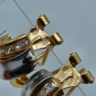 Pendientes Oro Blanco y Amarillo 18K, 2,9gr, 1,5cm
