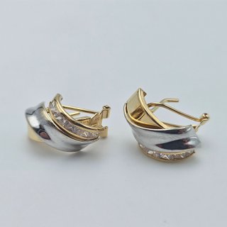 Pendientes Oro Blanco y Amarillo 18K, 2,9gr, 1,5cm