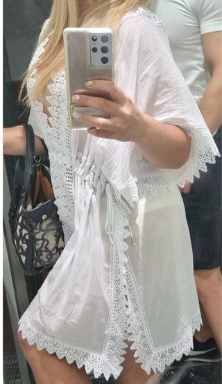 Vestido Charo Ruiz blanco bordado talla única