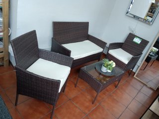 Conjunto Terraza Ratán y Cristal