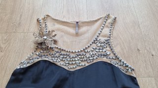 Canotta top SCEE nero/ecru con spilla tg S