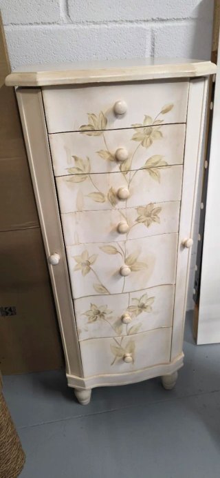Armario joyero floral beige y verde