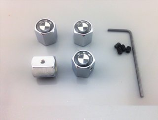 TAPONES VALVULAS ANTIRROBO BMW CROMADO LOGO NEGRO