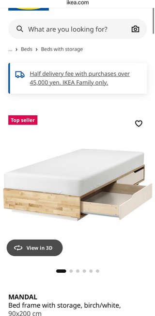 Cama individual Ikea Mandal 90x200 con cajones