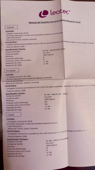 Cargador universal Leotec 120W -Solo un uso