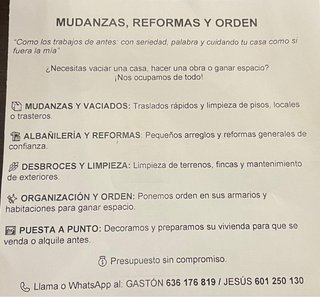 Manitas, mudanzas, pequeñas reformas, pintura