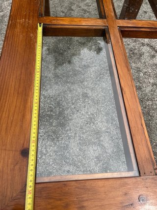 Mesa de centro rústica de roble con cristal